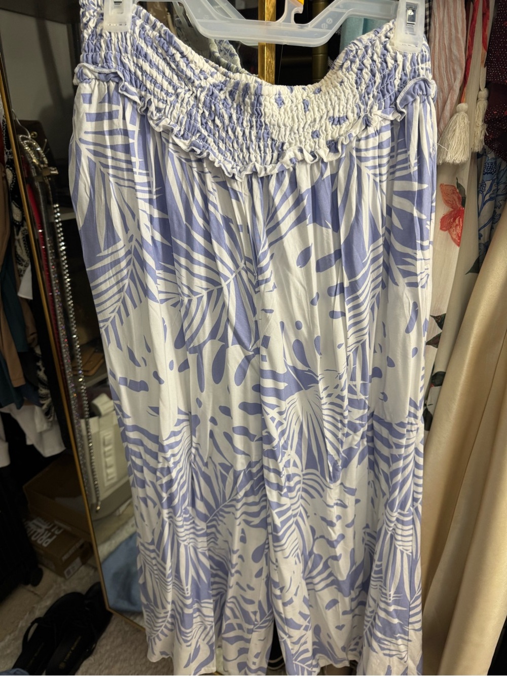 Caribbean Joe White and Lavender Wide Leg Pants